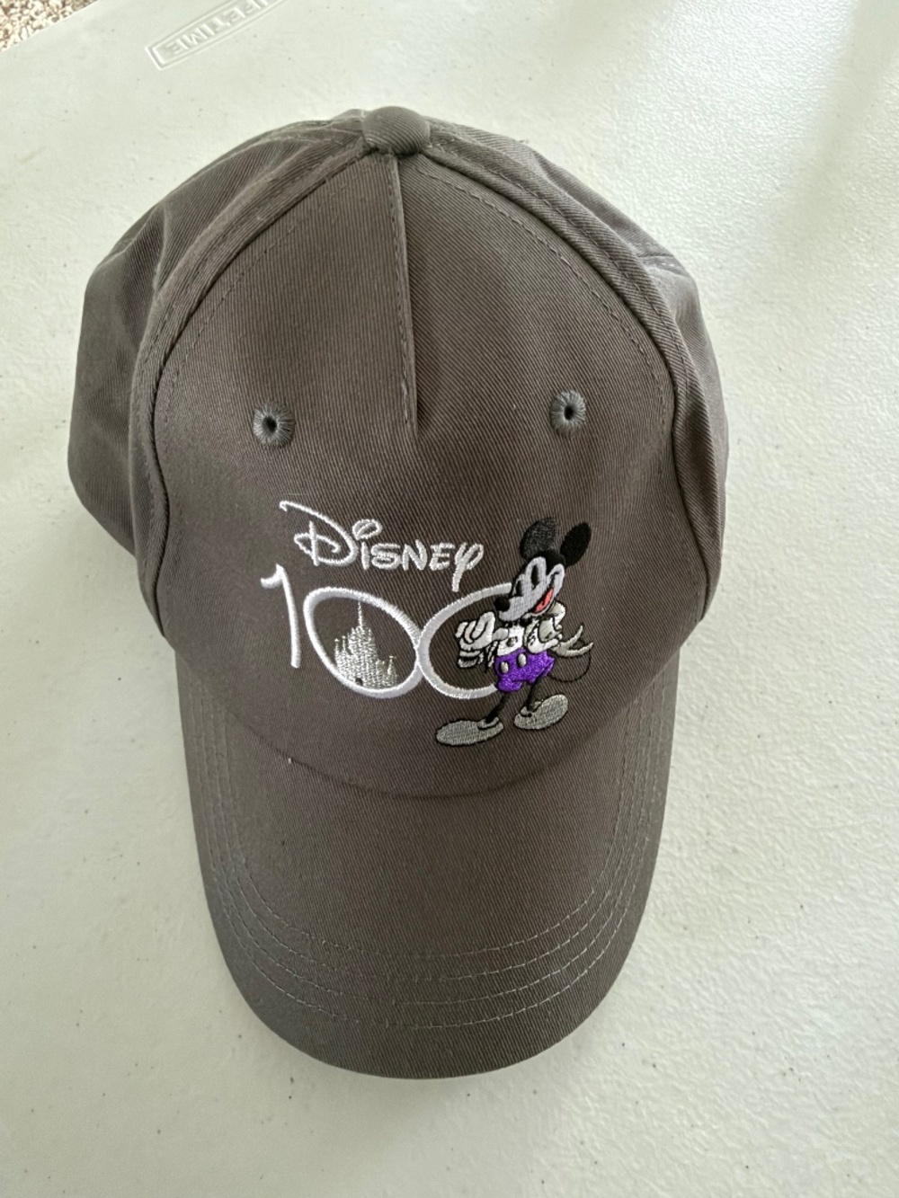 Disney 100 Walt Disney World Mickey Mouse Gray Adjustable Baseball Cap